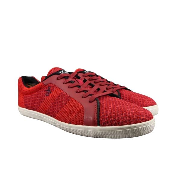 Penguin Shoes Mens 11 Sneaker Owen Lifestyle Knit Fashion Red Lace Up Low Casual - Picture 1 of 14